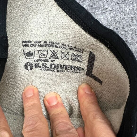 Vintage US Divers Sleeveless Wetsuit Mens L Large Black Surfing Scuba Diving - Picture 9 of 12